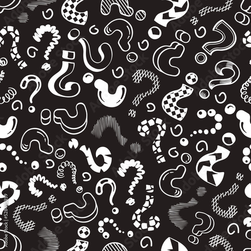 question marks pattern. random simple letters from alphabet. Vector question symbols seamless backgrounds
