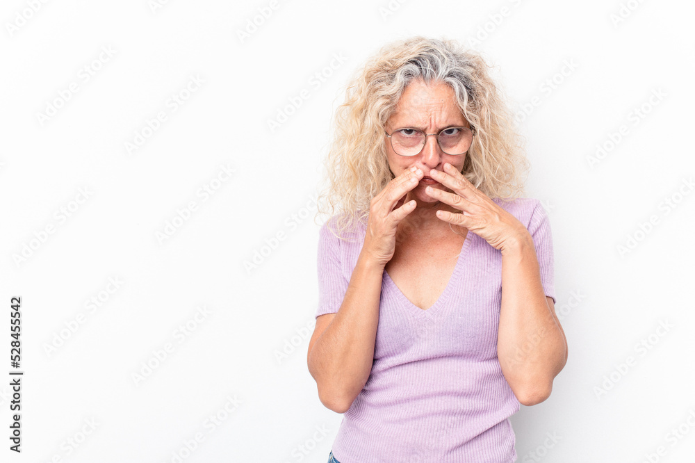 Middle age caucasian woman isolated on white background making up plan in mind, setting up an idea. Middle age caucasian woman isolated on white background making up plan in mind, setting up an idea.