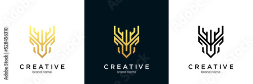 Canvastavla Deer head creative design logo vector. Deer illustration