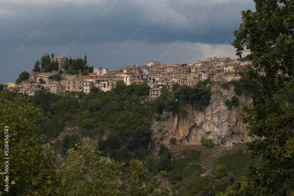Panoramic view of Jenne, a little medieval village in the lazio region Italy 