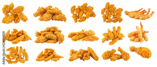 Assorted crispy fried chicken horizontal collage photo