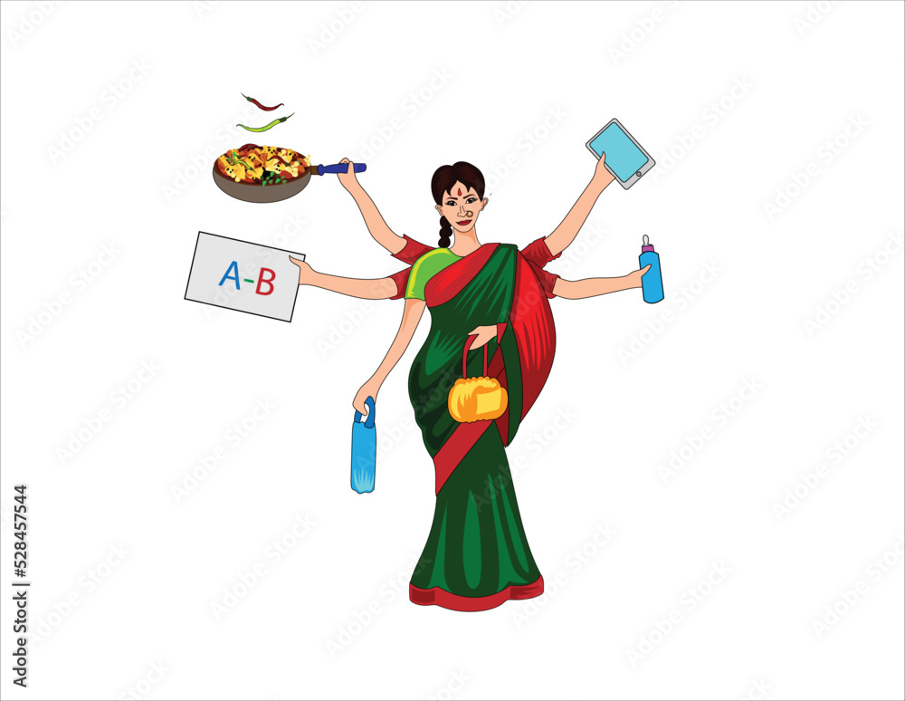 Fototapeta premium Saudi Arab husband and wife doing clothes shopping vector illustration 