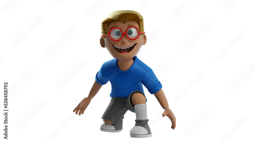 Isolated 3d illustration of happy child playing for children's day composition Isolated 3d illustration of happy child playing for children's day composition