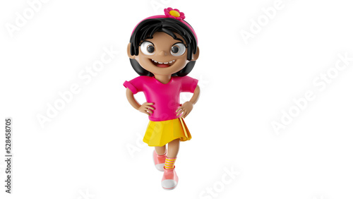 Isolated 3d illustration of happy child playing for children's day composition