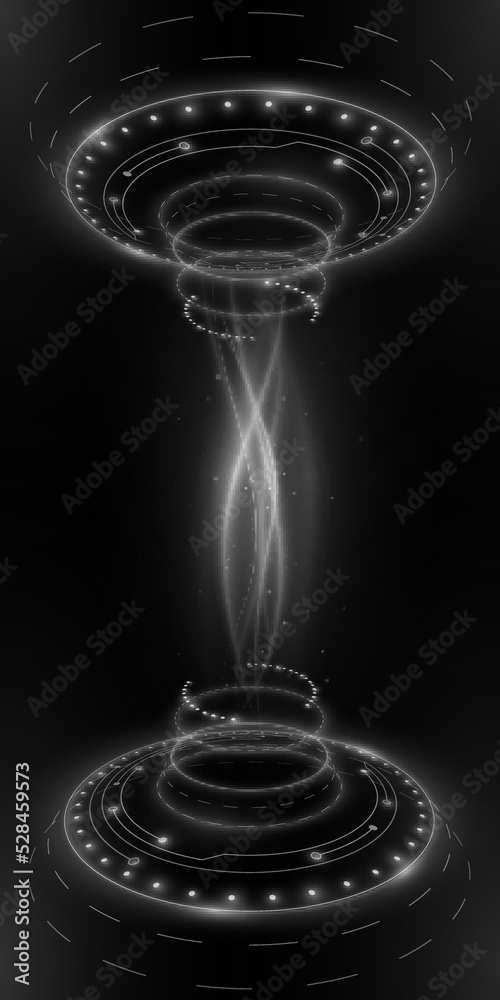 Digital HUD elements with white light effect of glowing waves. Elements ...