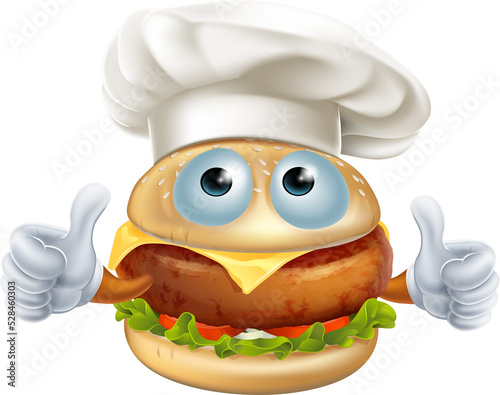 Cartoon chef hamburger char...
