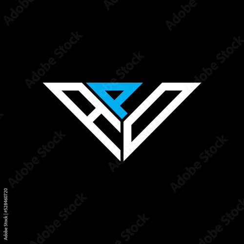 APD letter logo creative design with vector graphic, APD simple and modern logo in triangle shape.