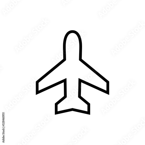 Airplane sharp outline icon vector png isolated on white background