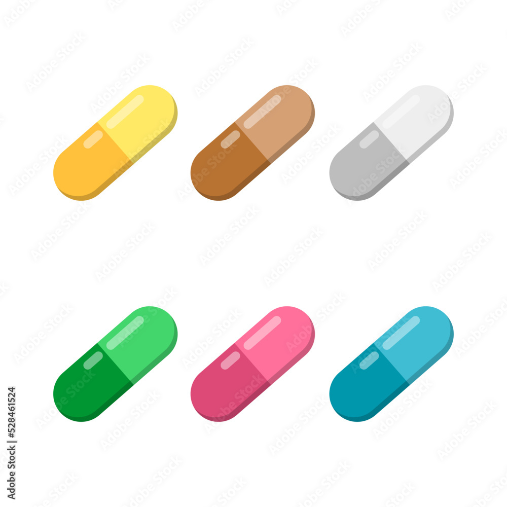 Set of vector pills and capsules isometric icon. painkillers, antibiotics, vitamins and aspirin. Medical pills icon. vector illustration in flat style Set of vector pills and capsules isometric icon. painkillers, antibiotics, vitamins and aspirin. Medical pills icon. vector illustration in flat style