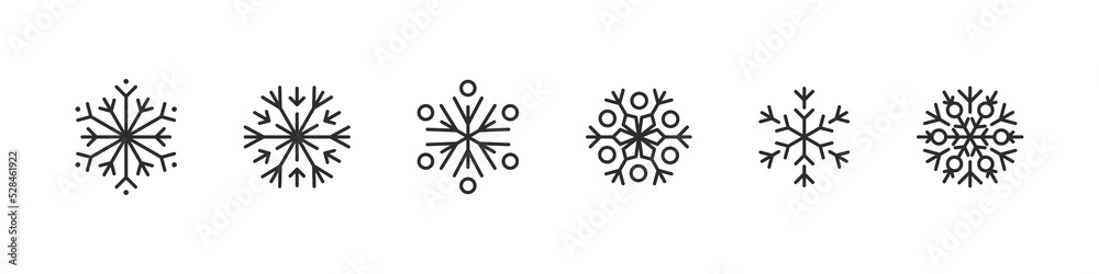 Snowflakes icons. Ice crystal winter symbol. Xmas Sign. Vector illustration Snowflakes icons. Ice crystal winter symbol. Xmas Sign. Vector illustration