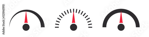 Speedometer simple icon. Speedometer, tachometer, indicator icons. Performance measurement. Vector illustration photo