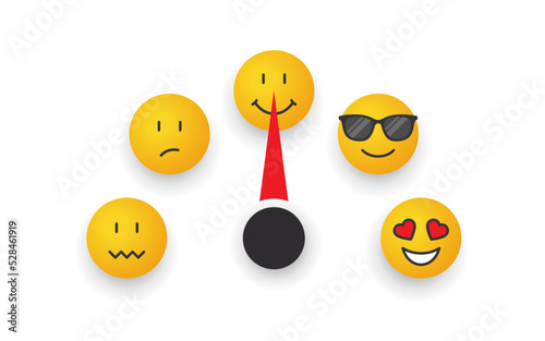 Emoticon scale. Mood scale. Satisfaction indicator. Performance measurement. Vector illustration