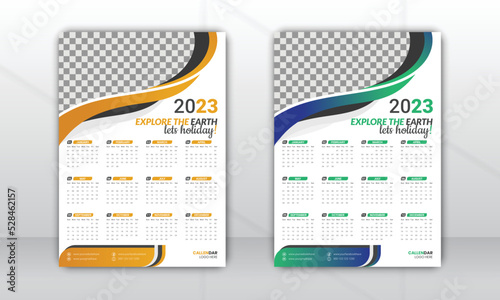 Monthly calendar template for the 2023 year. Wall calendar in a minimalist style design gradient color