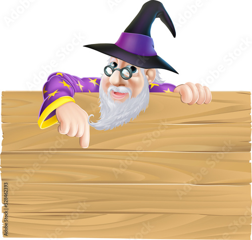 Cartoon Wizard Wooden Sign