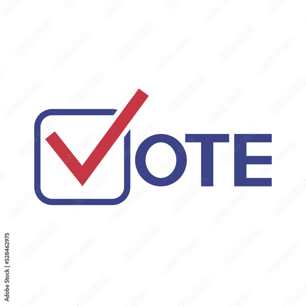 Vote word with checkmark symbols, Check mark icon, Political template elections campaign logo concept, Badge flat design vector illustration Vote word with checkmark symbols, Check mark icon, Political template elections campaign logo concept, Badge flat design vector illustration