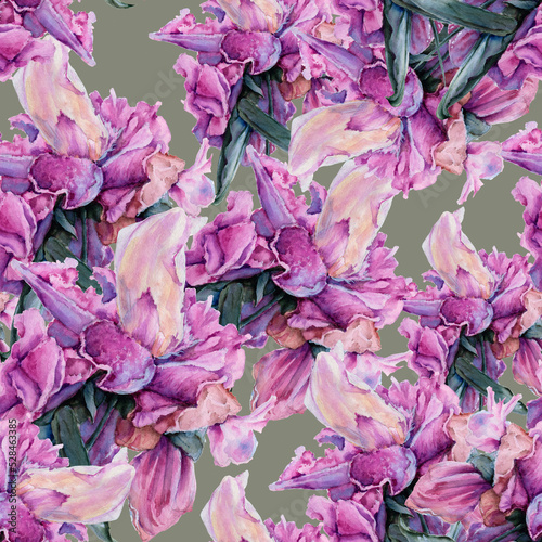 Background old peonies. Seamless pattern.