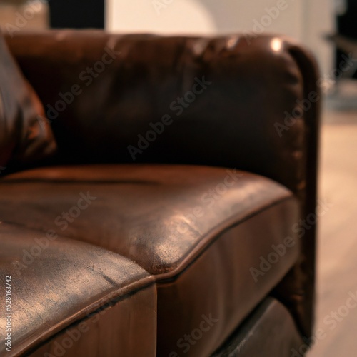 Brown Leather Sofa in a Modern Living Room
