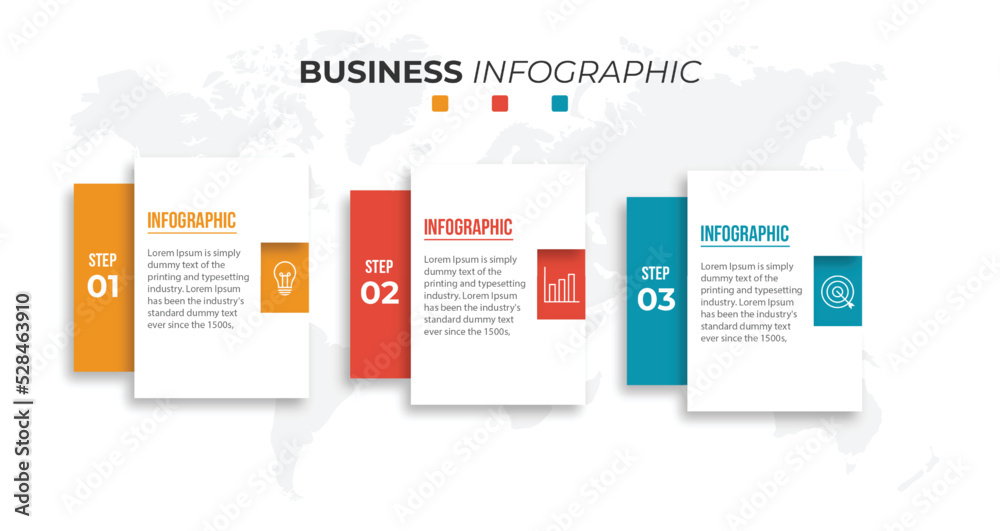 Three steps infographics banner design template Stock Vector | Adobe Stock
