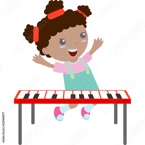 Kids and music, Children playing electone, Musical Instruments of child playing different musical instruments, illustration character isolated flat style png  photo