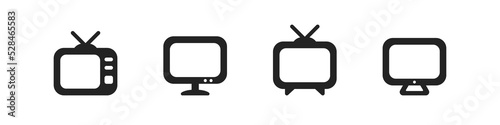 TV icon. Retro television vector symbol. Simple old screen icon. Monitor and tv icons set. Vintage television web icons. EPS10