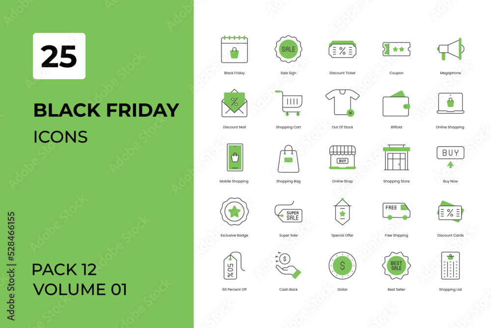 Black Friday Icons Collection. Set Contains Such Icons As Black Friday 