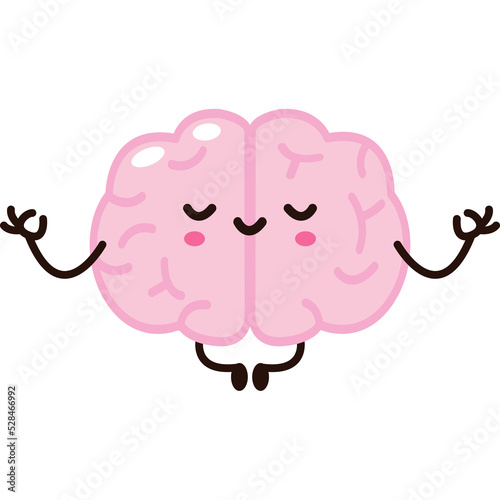 Cute funny human brain character cartoon kawaii icon design instruments illustration character isolated flat style png 