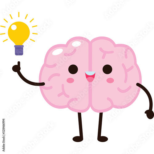 Cute funny human brain character cartoon kawaii icon design instruments illustration character isolated flat style png 