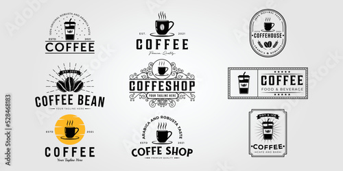 set of coffee drink or coffeehouse or shop logo vector illustration design