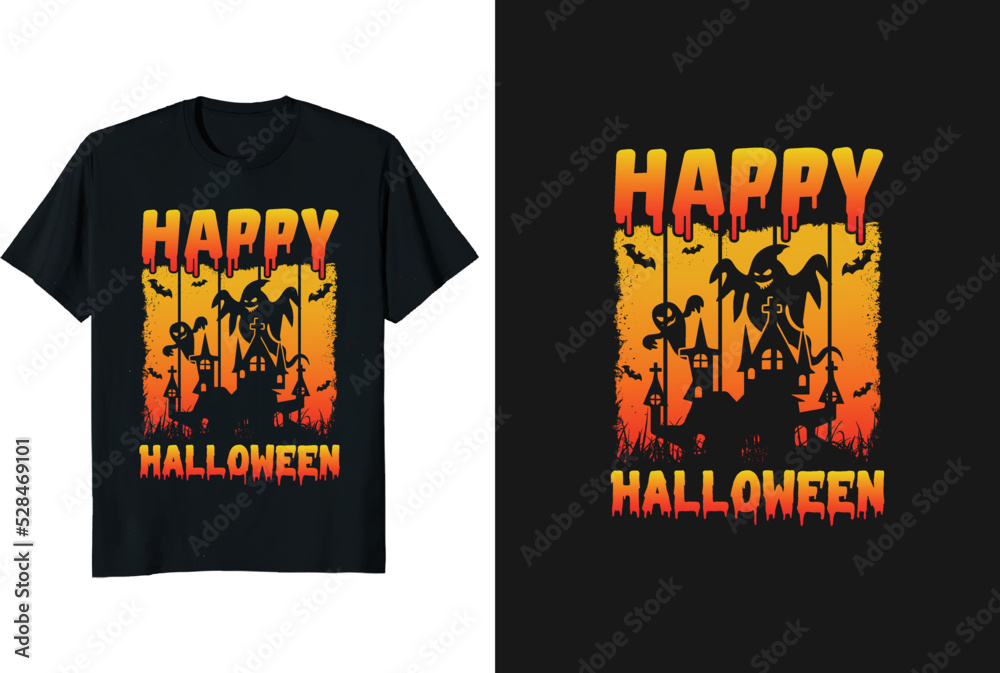 Happy Halloween t-shirt design and graphic funny typography vintage t-shirt or vector and illustration