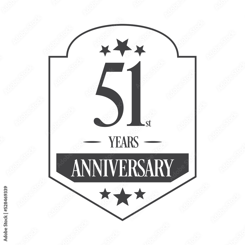 Luxury 51st years anniversary vector icon, logo. Graphic design element