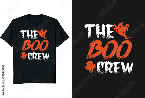 The boo crew Halloween t-shirt design and graphic funny typography vintage t-shirt or vector and illustration