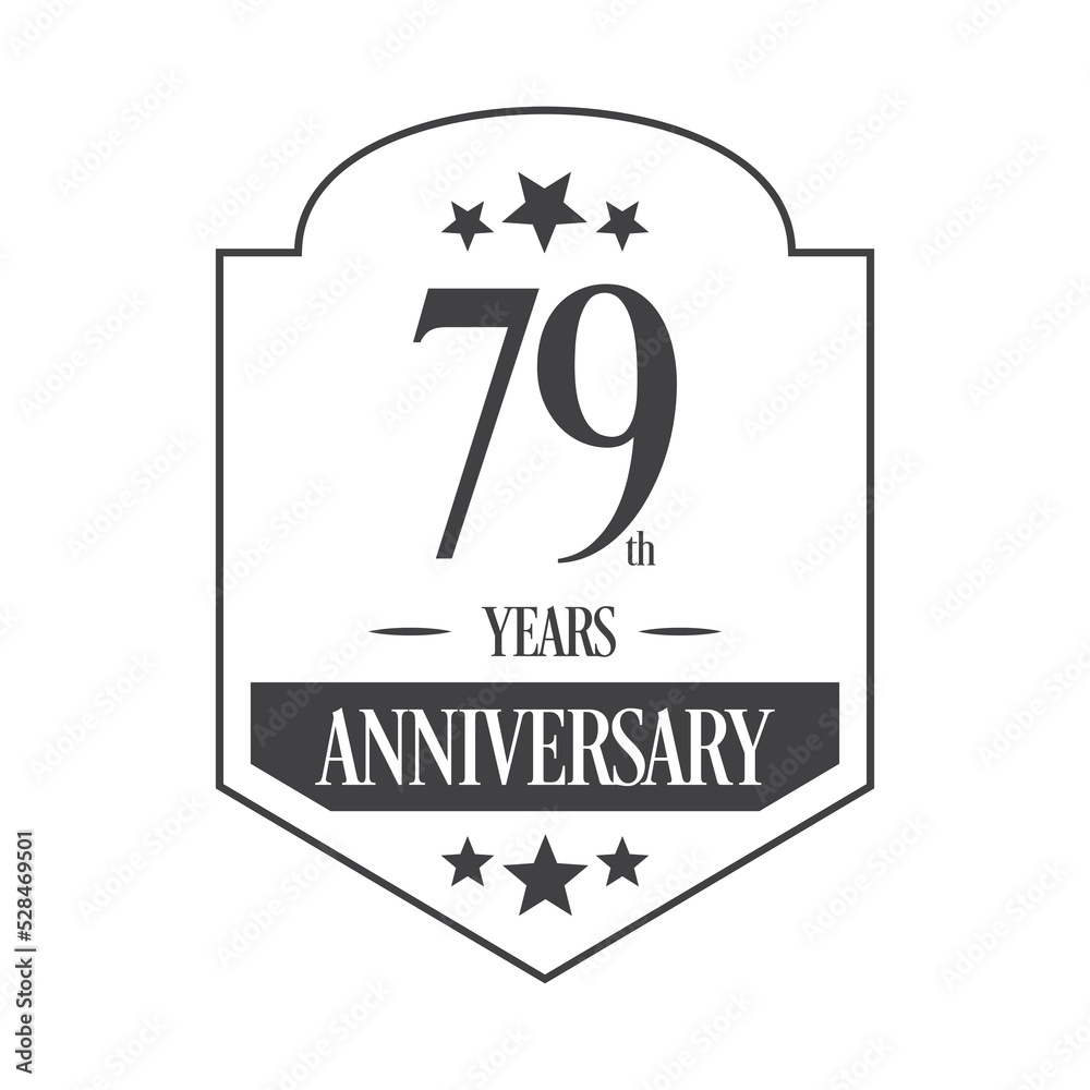 Luxury 79th years anniversary vector icon, logo. Graphic design element