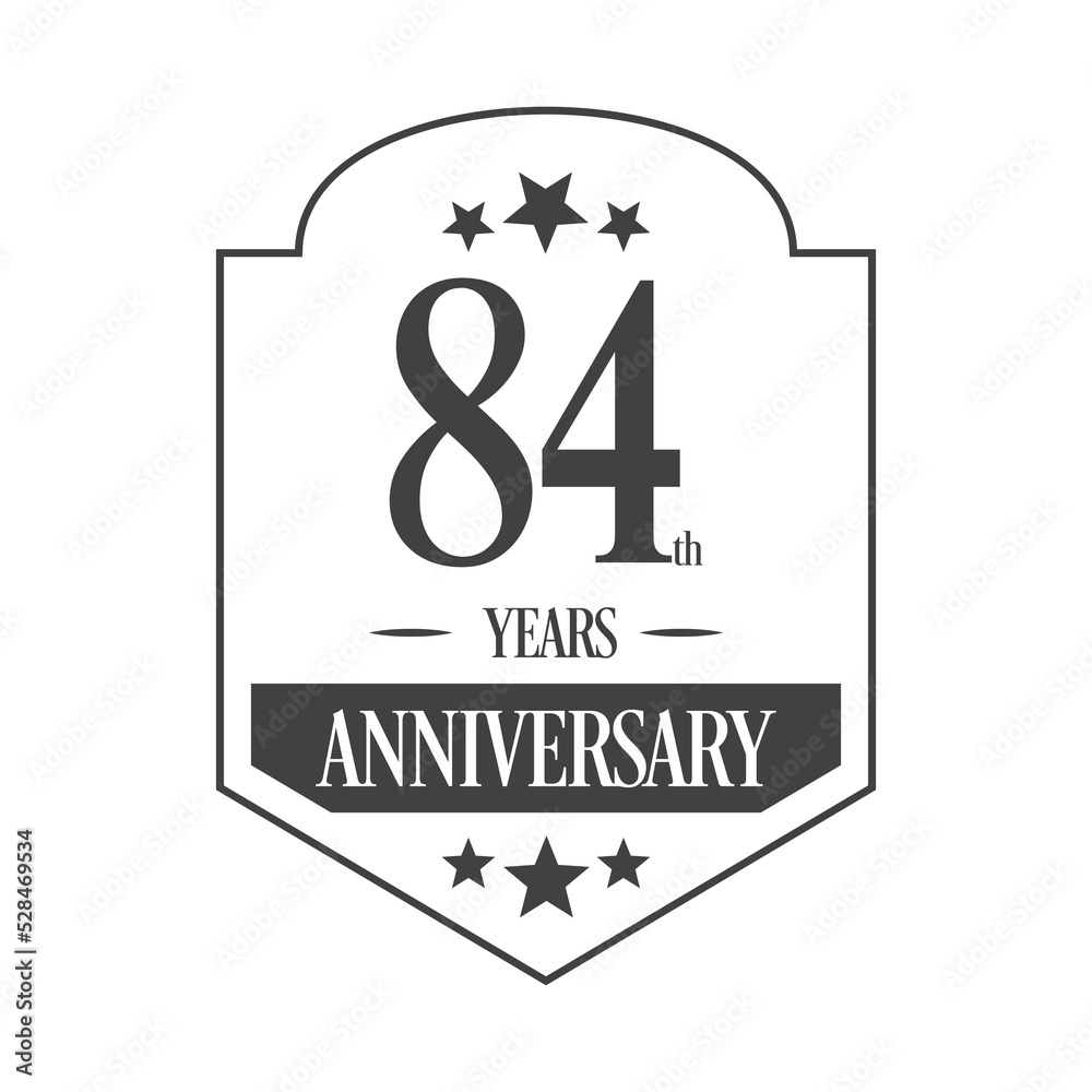 Luxury 84th years anniversary vector icon, logo. Graphic design element