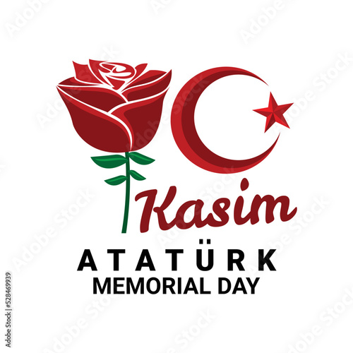 greeting card to commemorate Ataturk's memorial day. 10 eunuchs full of roses photo