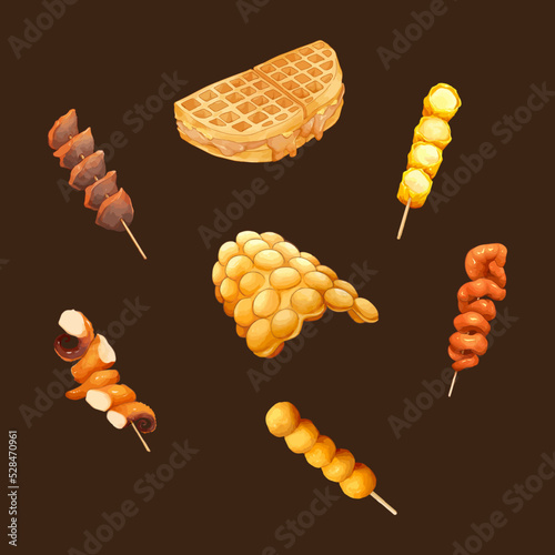 Hong Kong Delicious Food Restaurant Street food Vector Illustration