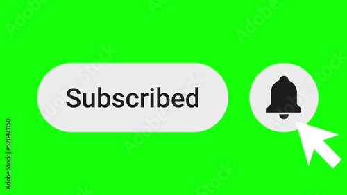 Subscribe and notify button on green screen animation