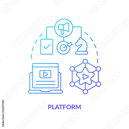 Platform blue gradient concept icon. Online service. Content contribution. Creator economy stakeholder abstract idea thin line illustration. Isolated outline drawing. Myriad Pro-Bold font used