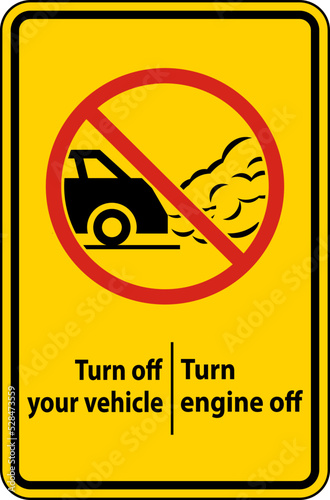 Turn Engine Off Sign On White Background