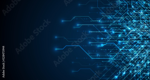 Circuit board. Motherboard. Blue technology background.