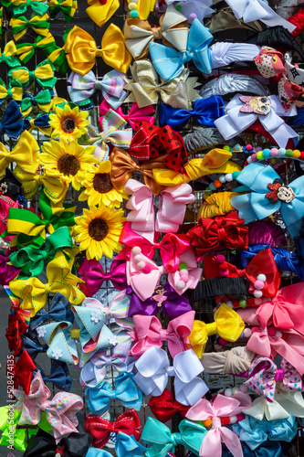 Handicraft Fair on Avenida Afonso Pena in the city of Belo Horizonte. Bijouterie stalls. Earrings, rings, bracelets, necklaces, bow ties.