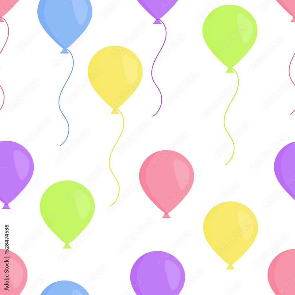 Multicolored balloons flat seamless pattern