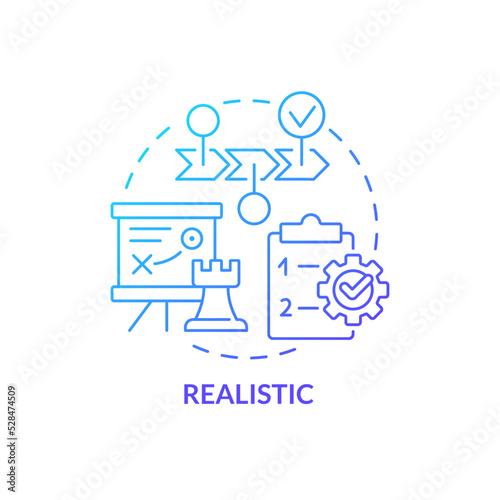 Realistic blue gradient concept icon. Adequate vision of company future. Key element of business plan abstract idea thin line illustration. Isolated outline drawing. Myriad Pro-Bold font used