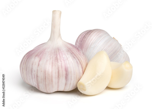 Isolated garlic. Raw garlic isolated on white background, cut out