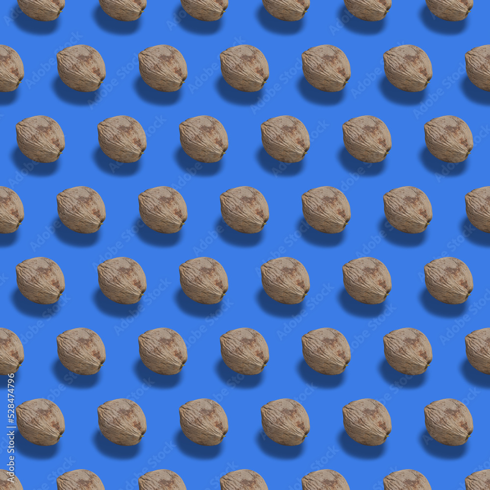 Pattern whit rope coconuts on blue background. To view. Pop art design, creative concept. Pattern whit rope coconuts on blue background. To view. Pop art design, creative concept.