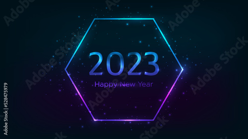 2023 Happy New Year neon background