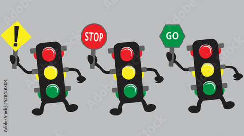 the red light signal is symbolized by a character that packs it for learning for children