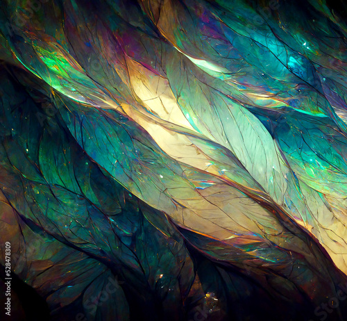 Iridescent abstract texture in multiple colors. Close up of dragonfly wings. Conceptual digital art.