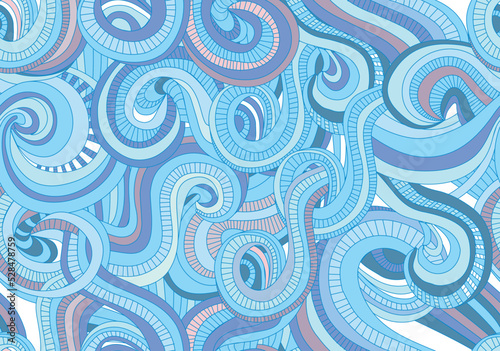 Seamless ornament imitating waves in blue shades