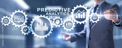 Predictive analytics business intelligence technology concept on screen.