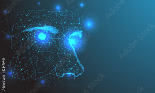 Abstract polygon human face 3d illustration of artificial intelligence concept for robot head construction
